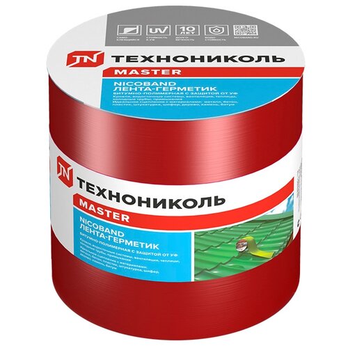 Уплотнительная лента ТЕХНОНИКОЛЬ Nicoband красная, 15 cм x 10 м уплотнительная лента технониколь nicoband зеленая 10 cм x 10 м