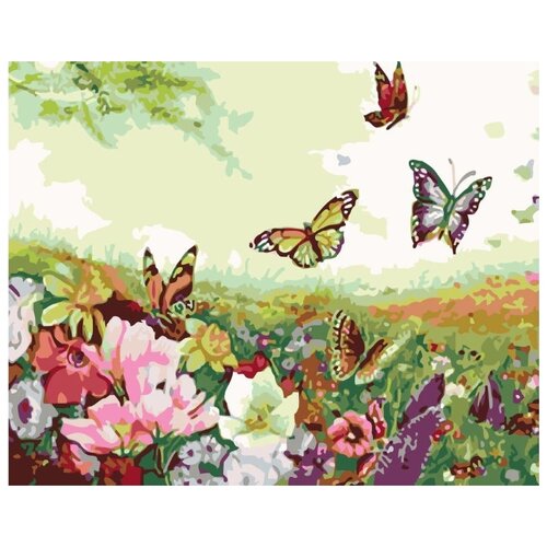 Купить Картина по номерам Бабочки и цветы , 40x50 см, Живопись по номерам, Картины по номерам и контурам