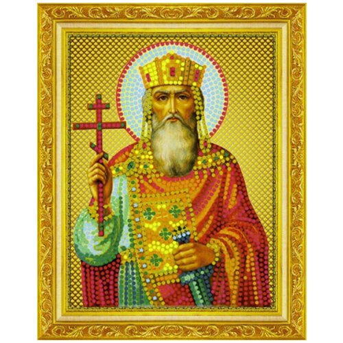 Алмазная мозаика / картина стразами с рамой, багетом 15х20 Икона Святой князь Владимир
