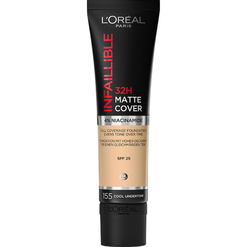 L'Oreal Paris Тональный крем Infaillible 32 часа матовое покрытие, SPF 25, 30 мл/30 г, оттенок: 155 натуральный розовый, 1 шт.