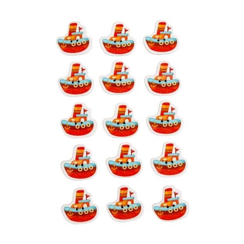 фото Арт узор набор пуговиц для декорирования "яркий кораблик" 4287331 (15 шт.) разноцветный