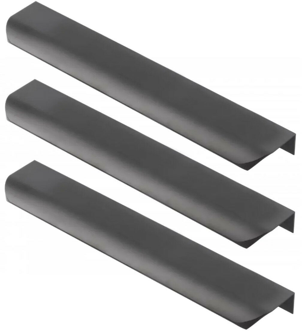 Ручка мебельная алюминиевая HEXA 160мм/190мм, черный матовый (комплект 3 шт)