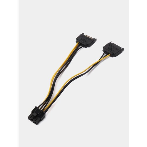 Кабель питания видеокарты SATA 2-PCIe (8pin) 6+2pin кабель akasa converts 2 x 4pin molex to 6 2pin pcie 15см ak cbpw20 15