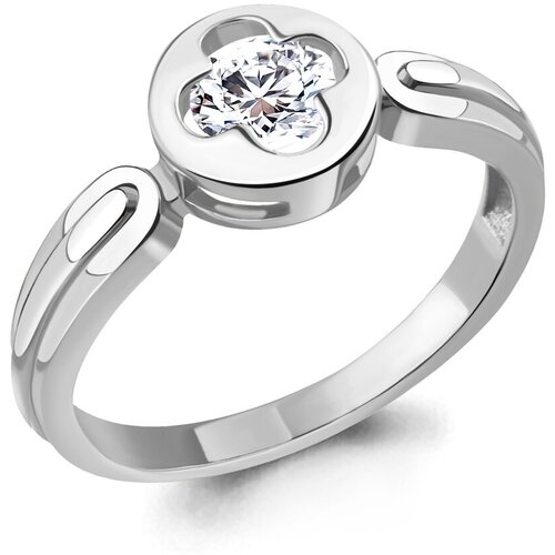 фото Серебряное кольцо aquamarine а68550 с фианитом, размер 17 diamant-online