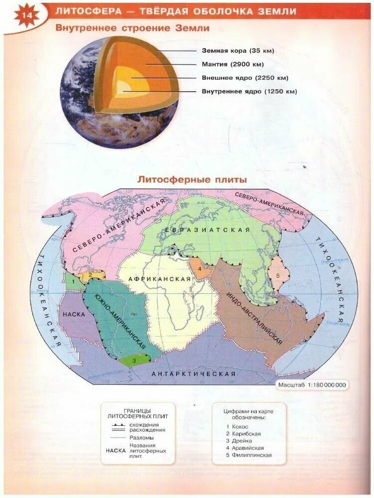 Контурная карта литосферные плиты 5 класс