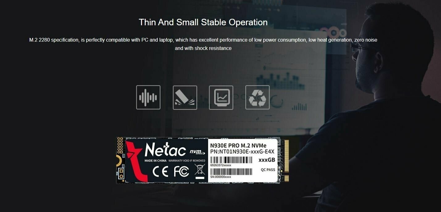 Внутренний SSD-накопитель Netac N930E 512GB Pro Series M2 2280, PCIe NVMe, 3D TLC/QLC, Черный NT01N930ES-256G-E2X - фото №5