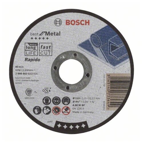 Круг отрезной BOSCH Best по металлу 115x1,0мм, прямой