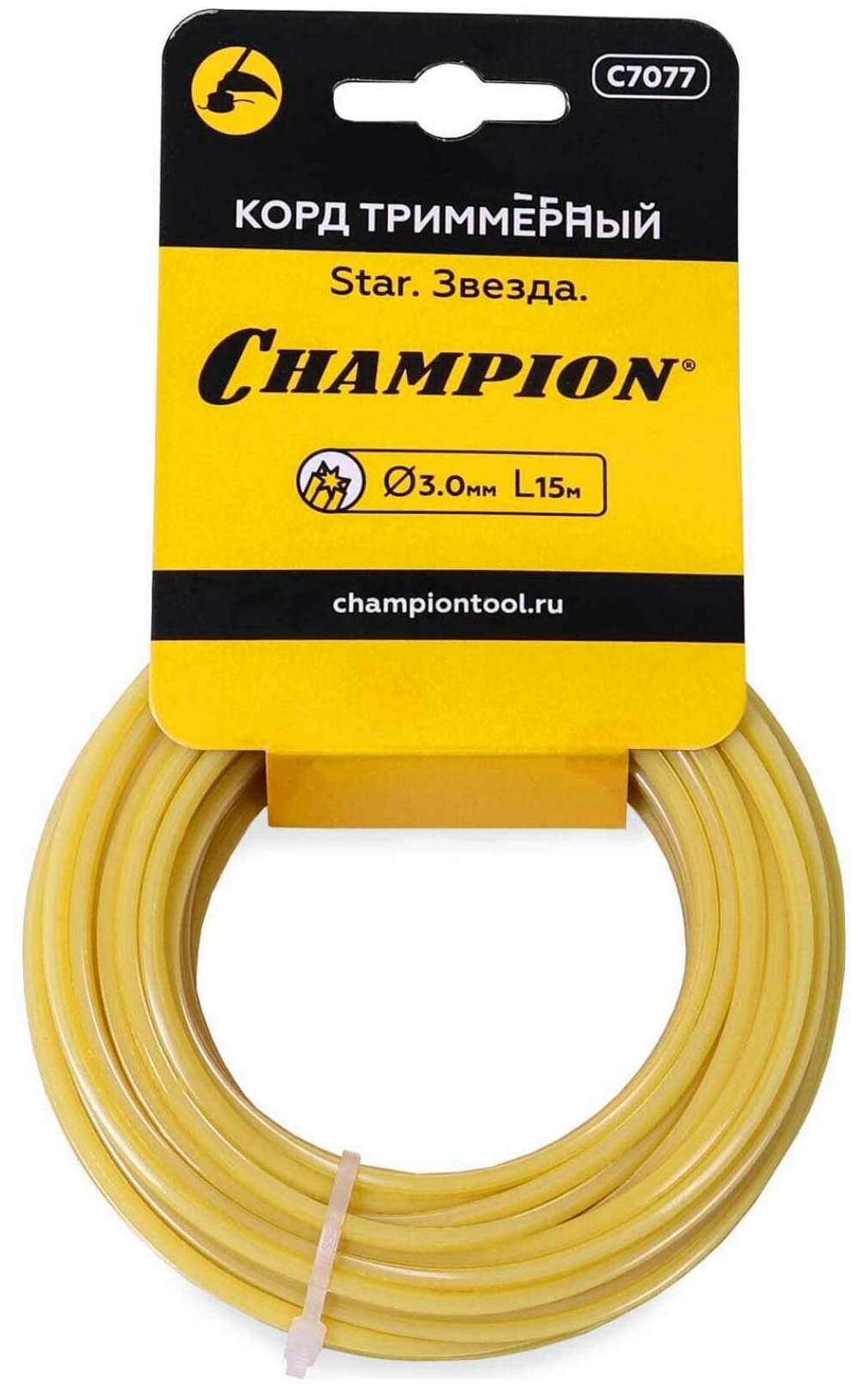 Корд триммерный (леска) CHAMPION Star 3.0мм* 15м (звезда) в мотке C7077