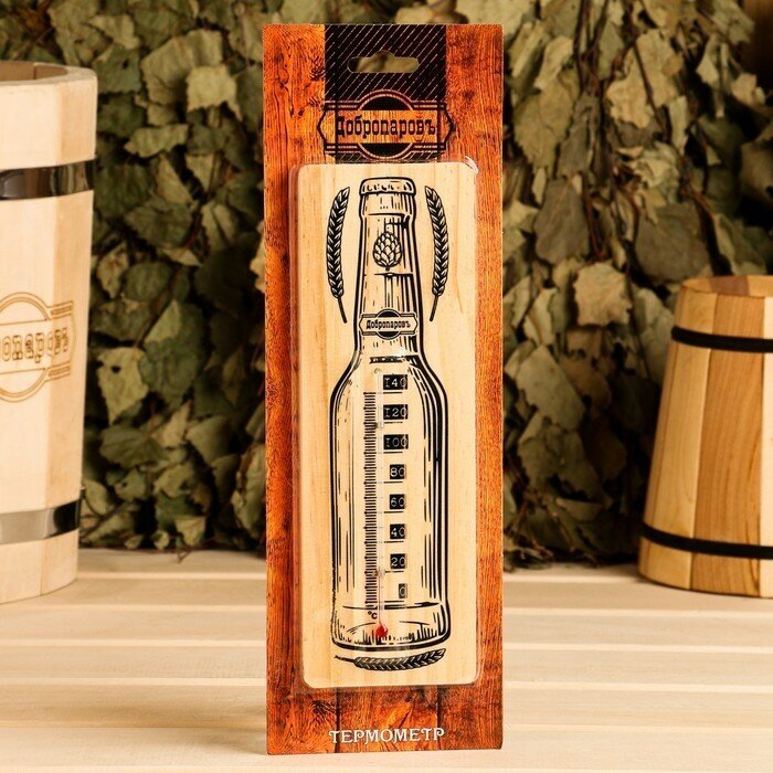 Добропаровъ Термометр спиртовой "Бутылка", деревянный 140 С