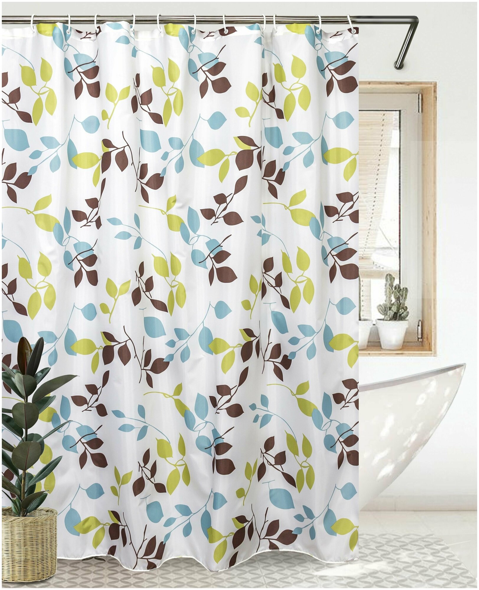 Штора для ванной BATH PLUS 180x180 тканевая SUMMER LEAF