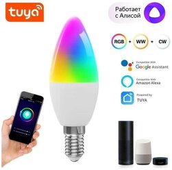 Умная лампочка AOAT RGB с Wi-Fi, Яндекс Алисой, Google Home, Smart Bulb 5W E14