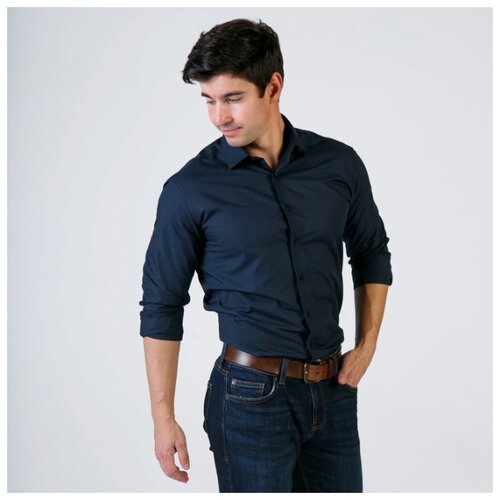 фото Рубашка мужская women men темно синяя рост 170-176 размер 43