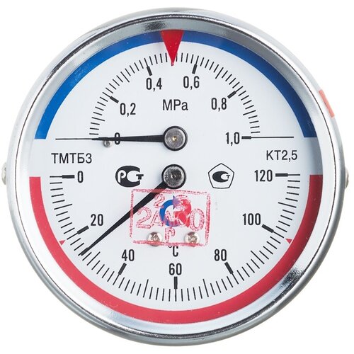 Термоманометр Росма ТМТБ-31Т.1 аксиальный 1/2 НР(ш) 10 бар d80 мм (2292)