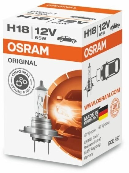 Лампа автомобильная OSRAM H18 65W PY26d-1 12V, 1шт, 64180L