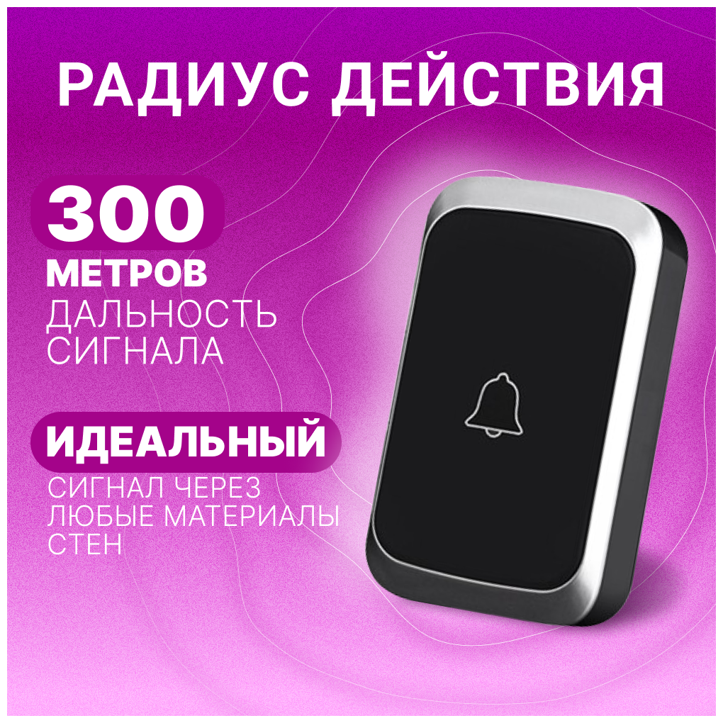 Звонок дверной беспроводной электрический уличный от сети для дома и дачи влагозащищенный на дверь - фотография № 2