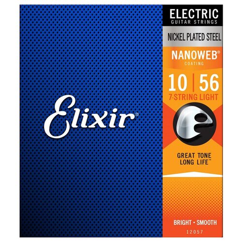 Струны для электрогитары Elixir 12057 Nanoweb Light 10-56 7-string комплект струн для 7 струнной электрогитары 9 56 magma strings ge210s