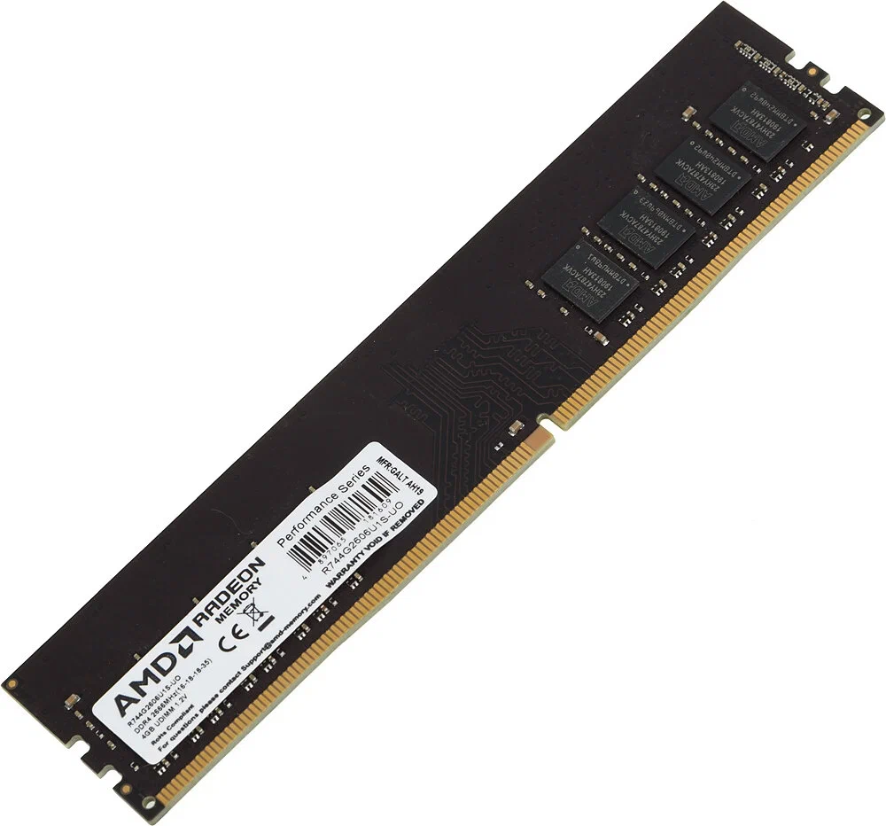 Оперативная память для компьютера 4Gb (1x4Gb) PC4-21300 2666MHz DDR4 DIMM CL16 AMD R744G2606U1S-U