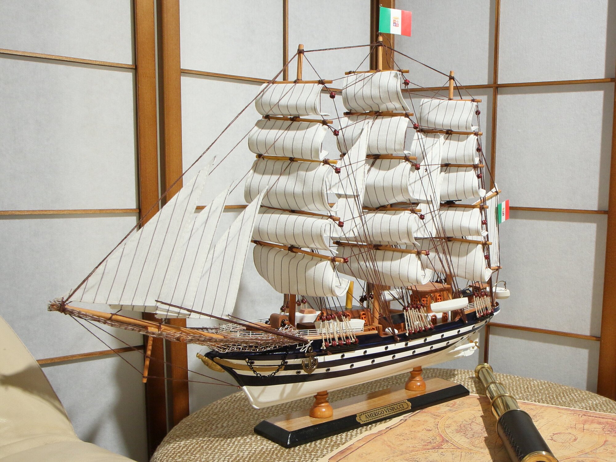 Модель парусного корабля "Америго Веспуччи" 64 см Италия (Amerigo Vespucci) собранный макет