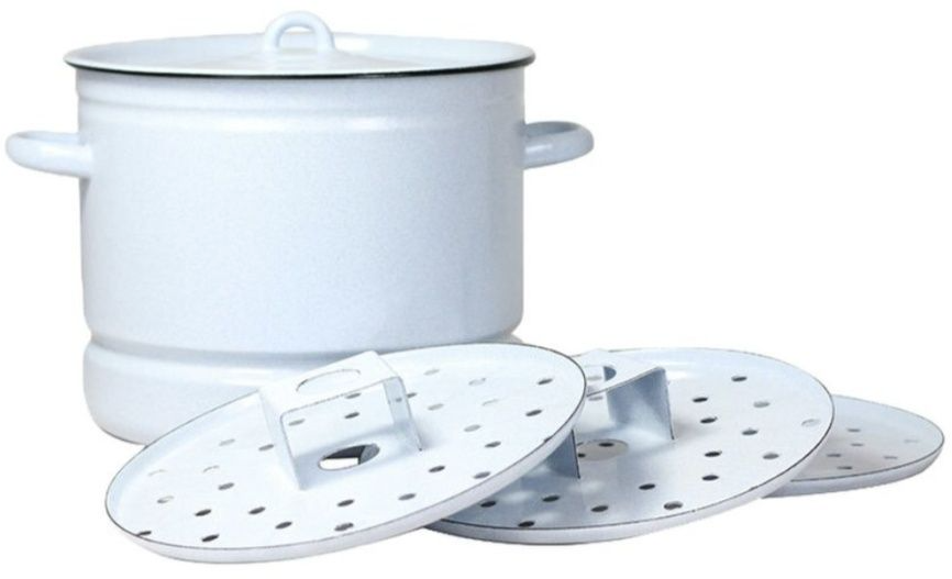 фото Мантоварка 7,0л без рисунка (2220/Рб/со две сетки) эмалированная сталь Лысьвенские эмали