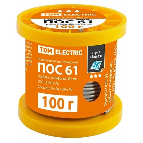 Припой с канифолью TDM-Electric ПОС 61 100г 2мм SQ1025-0307 припой с канифолью tdm electric пос 61 100г 1мм sq1025 0304