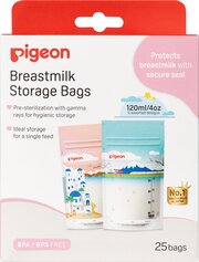 PIGEON Пакеты для заморозки и хранения грудного молока 120 мл, 25 шт, Holiday