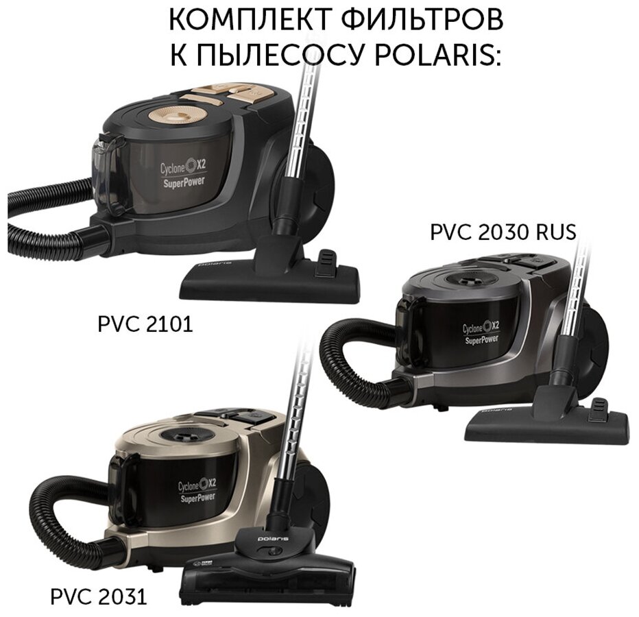 POLARIS Комплект фильтров PVCF 2030 к пылесосам PVC 2101 / PVC 2030 RUS / PVC 2031 RUS - фотография № 3