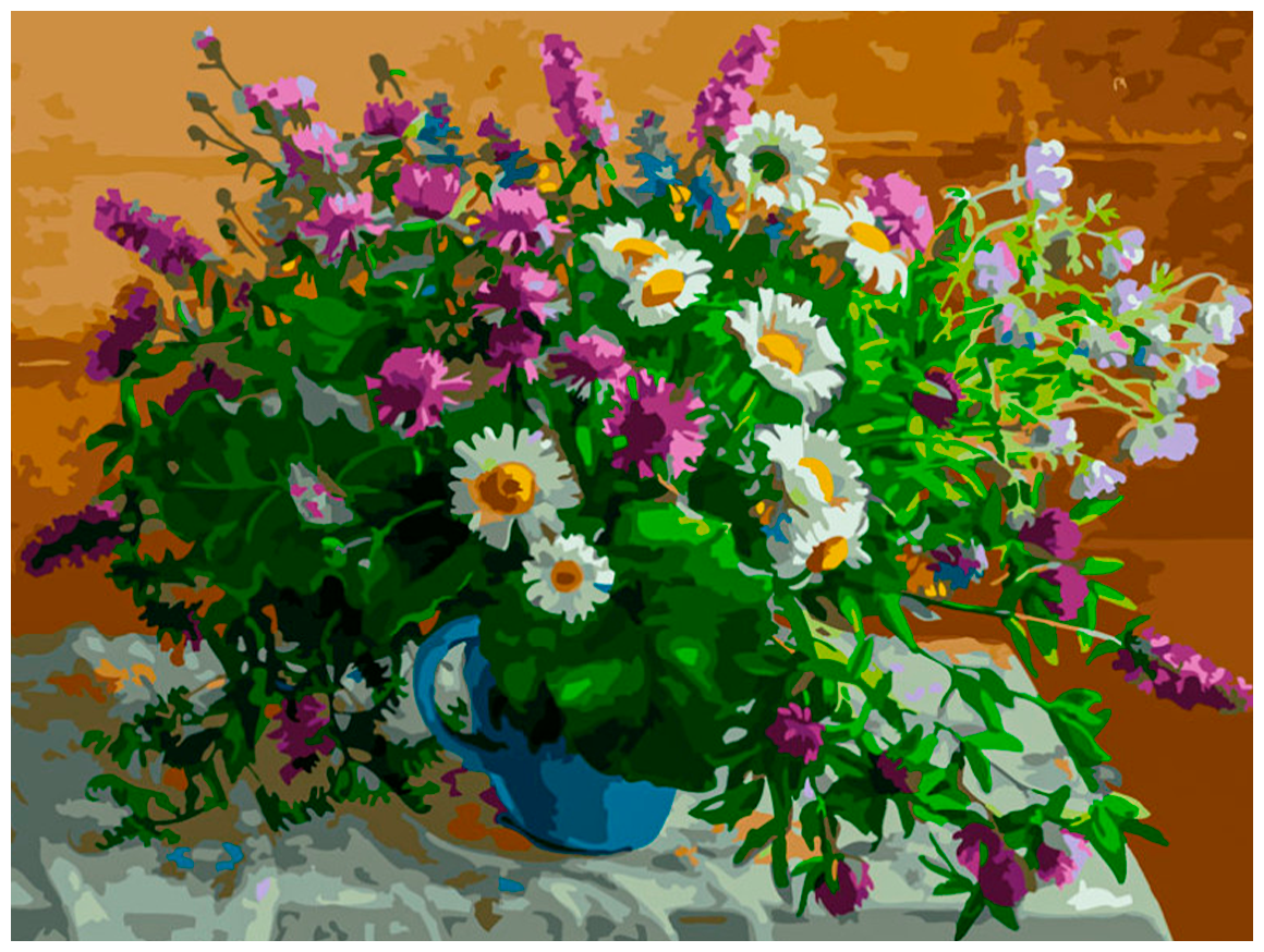 Картина по номерам Белоснежка "Букет с клевером" / Раскраска / Холст на подрамнике 30х40 см. / Цветы / Натюрморт