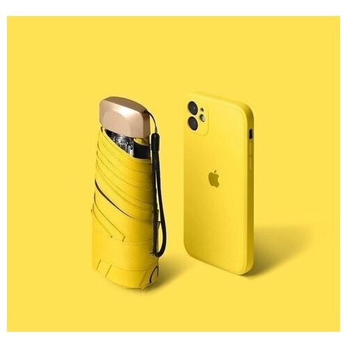 фото Мини-зонт механика, 2 сложения, купол 95 см, 6 спиц, чехол в комплекте, желтый fixlike