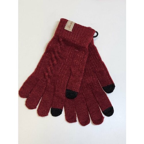 фото Перчатки , демисезон/зима, шерсть, вязаные, размер 7.5, бордовый, красный не определен