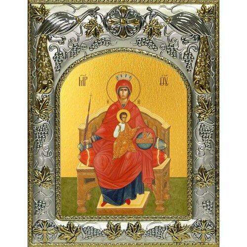 Икона Божья Матерь Державная, 14x18 в серебряном окладе, арт вк-4970