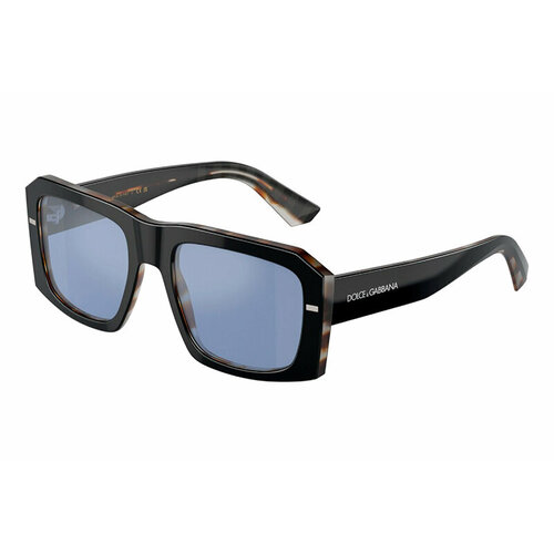 Солнцезащитные очки DOLCE & GABBANA, прямоугольные, оправа: пластик, зеркальные, черный