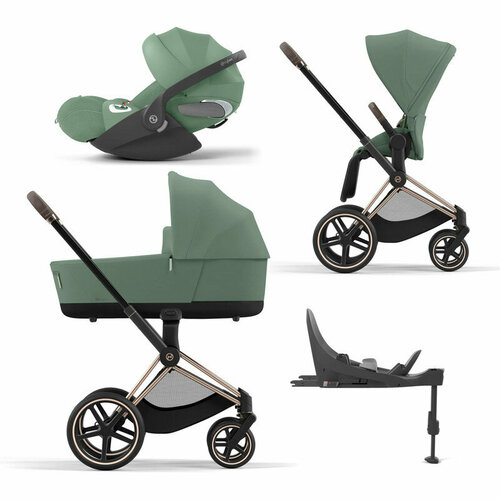 Cybex Priam IV Коляска 4 в 1, шасси IV Rose Gold/Leaf Green