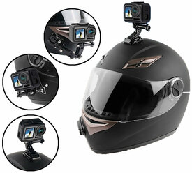Комплект креплений экшн-камеры на шлем на мотоцикл скутер квадроцикл мопед для мотоциклиста, черный