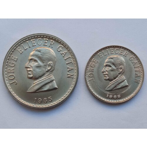 Колумбия 1965. Хорхе Эльесер Гайтан. Набор 2 шт монеты 2шт 20 50 сентаво 1974 мозамбик
