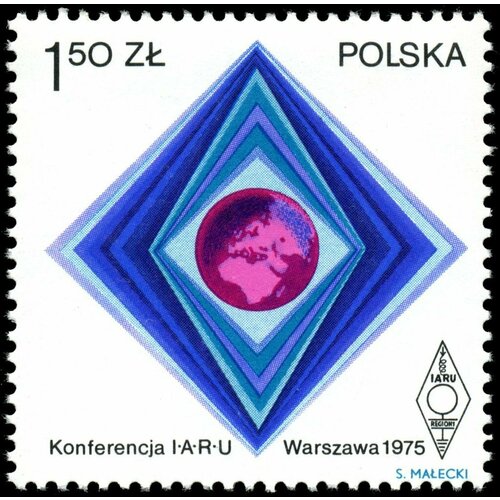 (1975-016) Марка Польша Эмблема Международный конгресс Союза радиолюбителей III Θ