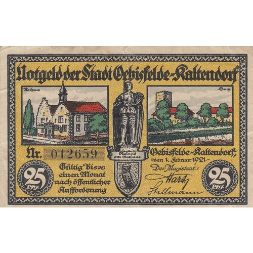 Германия (Веймарская Республика) Эбисфельде-Кальтендорф 25 пфеннигов 1921 г.