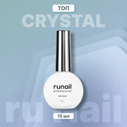 Топ для ногтей Runail Professional Crystal глянцевый финиш для гель-лака, прозрачный 15 мл