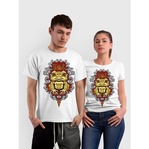 фото Футболка just4you, размер 3xl, оранжевый, красный