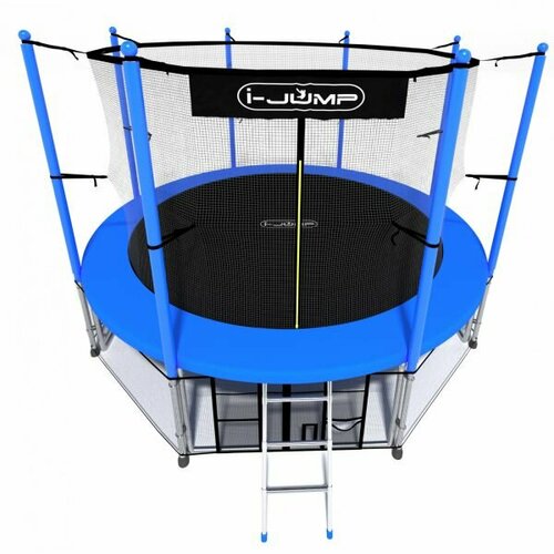 Каркасный батут i-Jump 8ft blue лестница, защитная сетка 150 см, диаметр 244 см, макс. нагрузка 150 кг