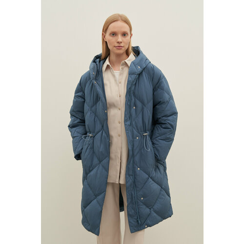 фото  куртка finn flare зимняя, средней длины, силуэт свободный, водонепроницаемая, капюшон, размер xl, голубой