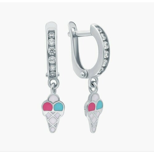 Серьги с подвесками серебро, 925 проба, эмаль, серебряный, розовый