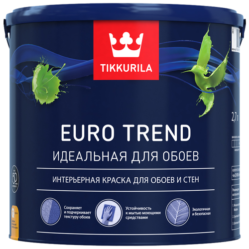 Краска для обоев и стен EURO TREND C мат 2,7л краска водно дисперсионная vgt gallery фактурная для стен тр 03 влагостойкая матовая белый 4 5 кг