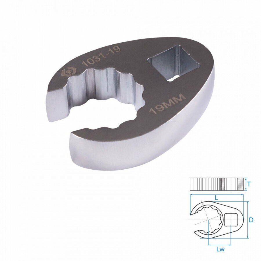 Ключ разрезной (воронья лапка) 19 мм 3/8" KING TONY 1031-19R