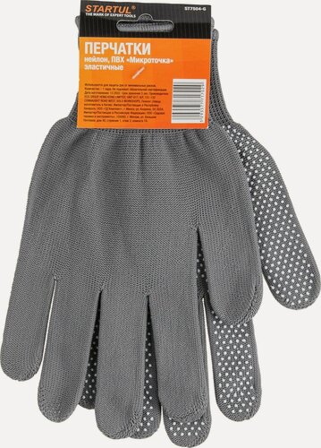 Изображение товара Перчатки нейлоновые с ПВХ покрытием микроточка STARTUL серые (ST7504-G)