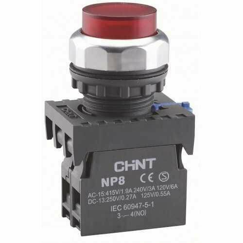 CHINT Кнопка управления NP8-10BND 1НО зеленая AC/DC24В(LED) IP65 (R), CHINT, арт.667240