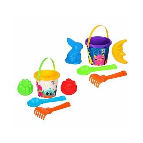Серия Песочница BY Набор ведро малое с накл совок2 грабельки2 2 формочки пластик 2 дизайна 430-117 519₽