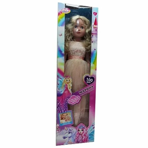 Кукла озвуч АБВГДЕЙКА песня Марина, 81см, в платье, блондинка, 100 фраз, куклы и одежда для кукол карапуз кукла озвученная марина цветные волосы 81 см