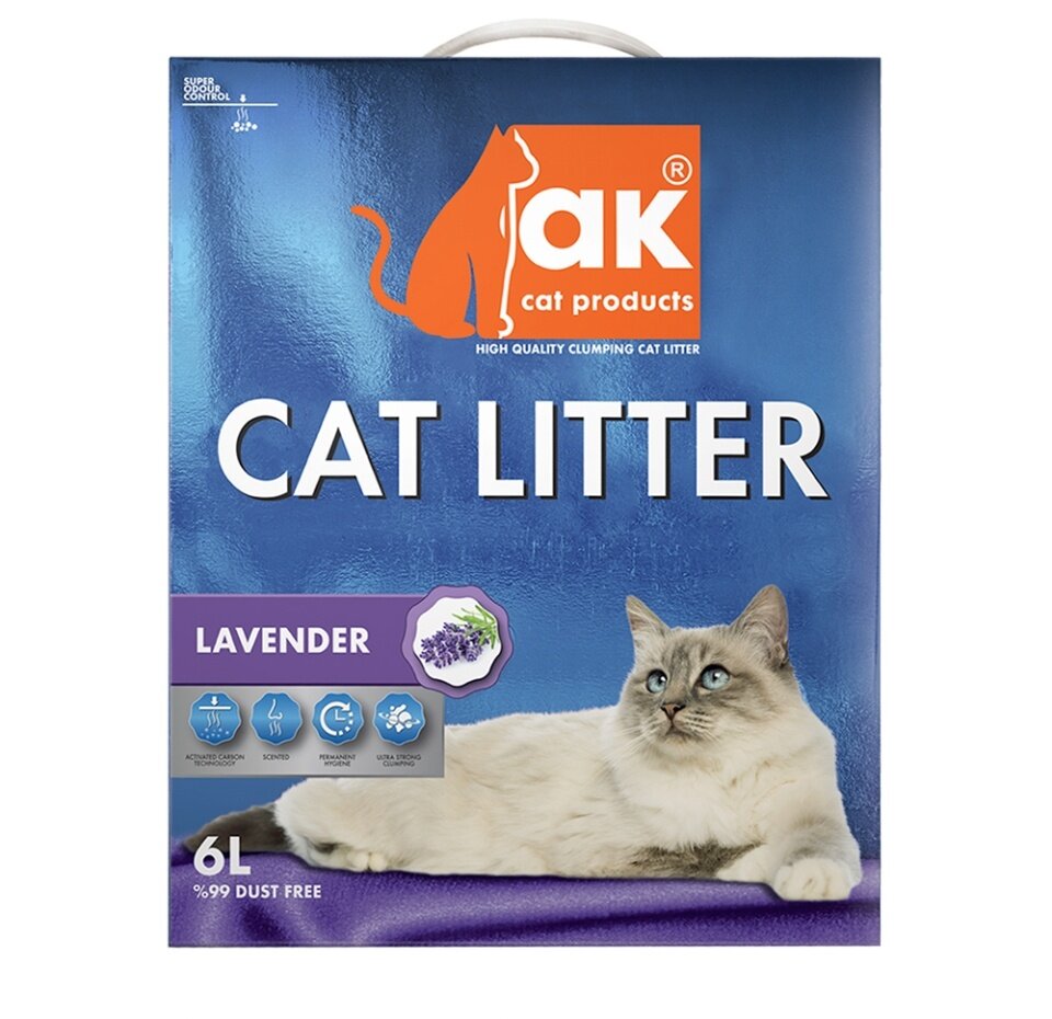 AK Cat Lavander Комкующийся наполнитель с ароматом Лаванды 6л - фотография № 9