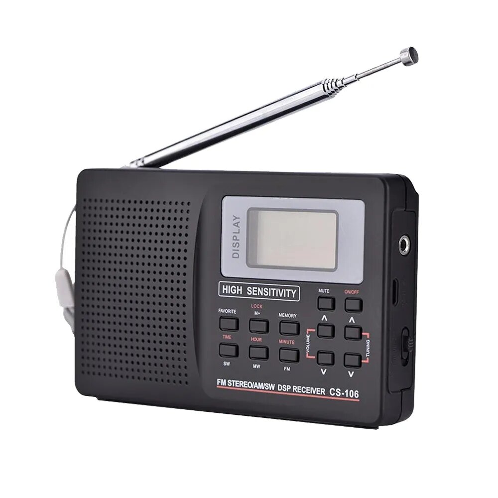 Портативный Цифровой Всеволновый Мини Радиоприемник Aspect CS-106 Диапазоны FM MW SW LW TV DSP-процессор Питание от Сети и Батареек 2*AA
