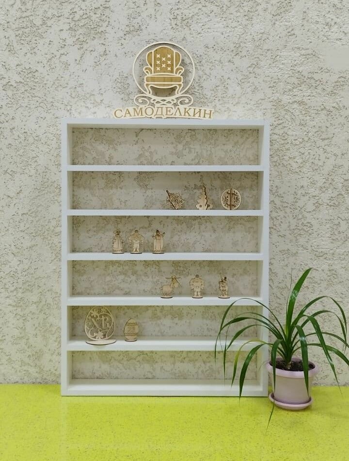 фото Полка настенная, полка для лаков, стеллаж 60х10х80 см. Белый